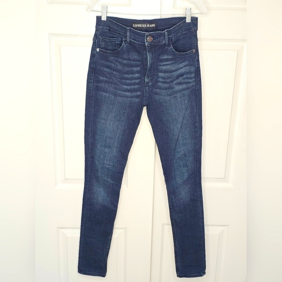 Express Jeans Women’s EXP Supersoft Dark Wash High Rise Legging Jeans Size 8 - Picture 1 of 3